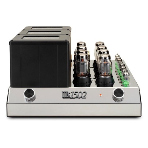 MCINTOSH MC1502 – AUKŠTOS KLASĖS DVIEJŲ KANALŲ LEMPINIS GALIOS STIPRINTUVAS. GALIA: 150 W VIENAM KANALUI PRIE 2, 4 ARBA 8 OMŲ APKROVOS. DAŽNIŲ JUOSTA: +0, -0,25 DB NUO 20 HZ IKI 20 000 HZ; +0, -3 DB NUO 10 HZ IKI 70 000 HZ. 