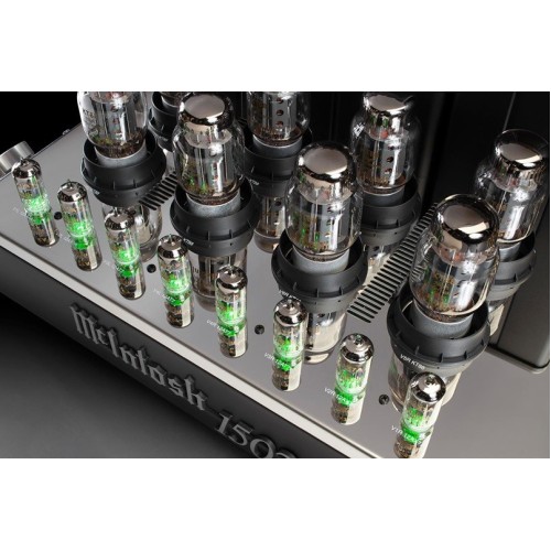 MCINTOSH MC1502 – AUKŠTOS KLASĖS DVIEJŲ KANALŲ LEMPINIS GALIOS STIPRINTUVAS. GALIA: 150 W VIENAM KANALUI PRIE 2, 4 ARBA 8 OMŲ APKROVOS. DAŽNIŲ JUOSTA: +0, -0,25 DB NUO 20 HZ IKI 20 000 HZ; +0, -3 DB NUO 10 HZ IKI 70 000 HZ. 