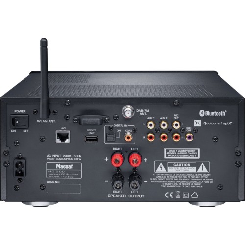 MAGNAT MC 200 TINKLO GROTUVAS CD, AUX PALAIKYMAS TOSLINK, DAŽNIŲ JUOSTA: 10 HZ – 80 KHZ (-3,0 DB), 20 HZ – 20 KHZ (+/-0,5 DB) 
