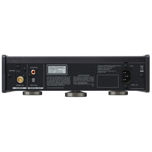 TEAC PD-505T - AUKŠTOS KLASĖS CD GROTUVAS, GALIA: 4 W (DARBO REŽIME), 0,3 W (BUDĖJIMO REŽIME). SKAITMENINĖS IŠVESTYS:  KOAKSIALINĖ (RCA, AUKSU PADENGTA): 0,5 VP-P, 75 Ω.  