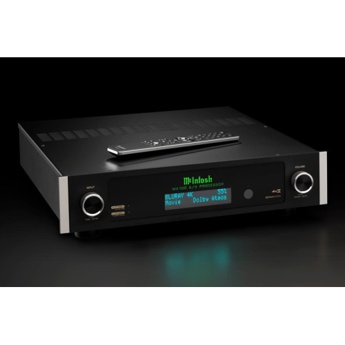 MCINTOSH MX100 – A/V PROCESORIUS, SKIRTAS ŠIUOLAIKINĖMS NAMŲ KINO SISTEMOMS. HDMI JUNGTYS: 4 ĮĖJIMAI IR 1 IŠĖJIMAS, VISI PALAIKO 4K/60HZ, HDCP 2.2, 18GBPS PRALAIDUMĄ. GARSO KANALAI: 11.2 KANALŲ IŠVESTIS (7.2.4 KONFIGŪRACIJA), SU SEPTYNIAIS 32 BITŲ SKAITME