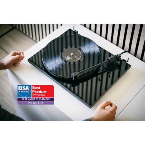 PRO-JECT E1.2 PATEFONAS EISA 2025 LAIMĖTOJAS, GREITIS: 33, 45 PREMIUM PICK IT MM E ELEKTRONINIS GREIČIO KEITIKLIS, DIRŽINĖ PAVARA 