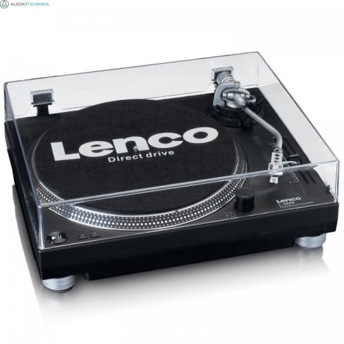 LENCO L-3809 – PUSIAU AUTOMATINIS, TIESIOGINĖS PAVAROS VINILO GROTUVAS/PATEFONAS SU USB IŠVESTIMI, PAVAROS TIPAS: TIESIOGINĖ PAVARA.  KARTRIDŽAS: PRIDEDAMAS MM TIPO KARTRIDŽAS.
