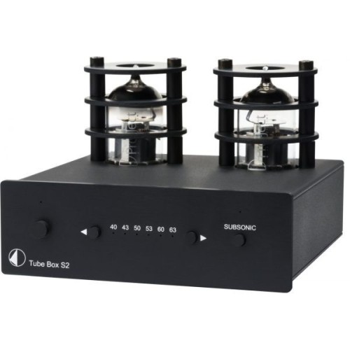 PRO-JECT TUBE BOX S2 PRADINIS PHONO STIPRINTUVAS TŪBOS 2X ECC83, THD <0.02% PRIE 40 DB, GALIOS SUVAROTJIMAS 470 MA DC, <1W 