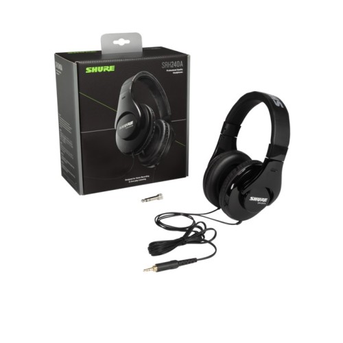 SHURE SRH240A PROFESIONALIOS ON-EAR TIPO AUSINĖS DAŽNIŲ JUOSTA: 20 - 22,000 HZ, JAUTRUMAS: 107 DB, VARŽA: 38 OMAI 