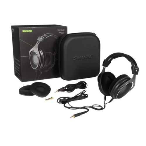 SHURE SRH1840 PREMIUM KLASĖS OPEN-BACK TIPO AUSINĖS DAŽNIŲ JUOSTA: 10- 30,000 HZ, JAUTRUMAS: 96 DB, VARŽA: 65 OMAI 