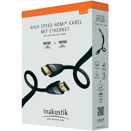 IN-AKUSTIK STAR 4K HDMI 2.0 (0.75M)  HS + ETHERNET KABELIS HDMI 2.0 LAIDAS TV