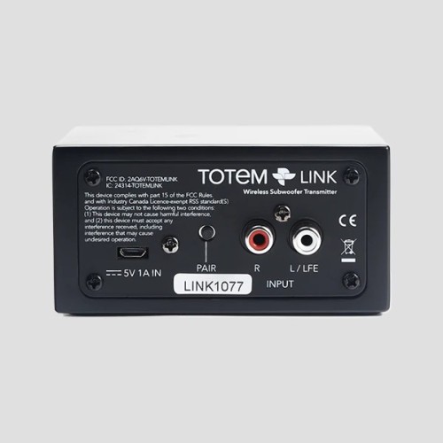 KIN BY TOTEM LINK WIRELESS, BEVIELIS IMTUVAS IR SIŪSTUVAS, VEIKIMO DAŽNIS 2.3 KHZ, DAŽNIŲ JUOSTA 39 HZ – 22 KHZ ± 3 DB 