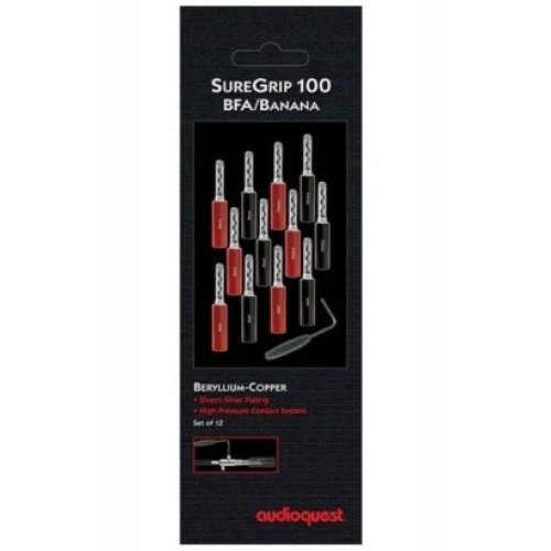 AUDIOQUEST SUREGRIP 100 BFA/BANANA BANANINIO TIPO KIŠTUKAI GARSO KOLONĖLĖMS KOMPLEKTAS 8VNT. 