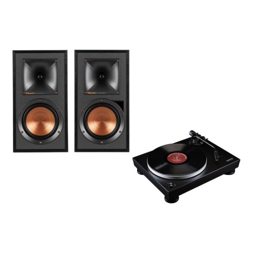 KOMPLEKTAS KLIPSCH R-51PM AKTYVIOS LENTYNINĖS GARSO KOLONĖLĖS SU USB-DAC PATEFONU AUDIO TECHNIKA AT-LP5 