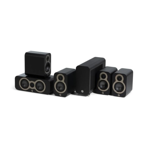 Q ACOUSTICS 3010C 5.1 CINEMA PACK – PILNAS 5.1 NAMŲ KINO KOLONĖLIŲ SISTEMA, SUDARYTA IŠ Q ACOUSTICS 3000C SERIJOS (PASYVIŲ LENTYNINIŲ / CENTRINĖS KOLONĖLĖS) + AKTYVAUS SUBWOOFERIO. 