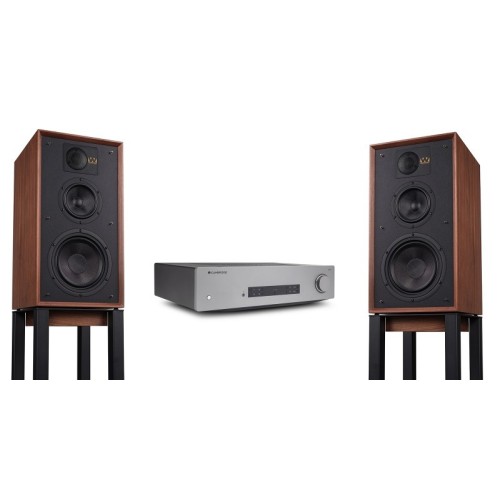 STEREO KOMPLEKTAS CAMBRIDGE AUDIO CXA81 INTEGRUOTAS STEREO STIPRINTUVAS + WHARFEDALE LINTON HERITAGE ŽEMŲ DAŽNIŲ KEVLAR® GARSIAKALBIAI 