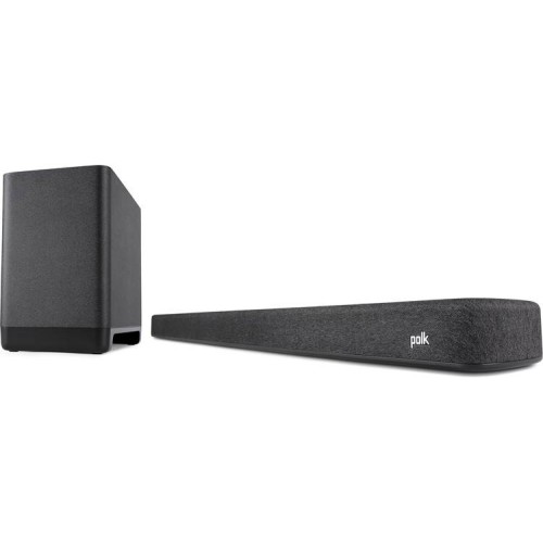 KOMPLEKTAS: POLK AUDIO REACT, SOUNDBARO IR POLK AUDIO REACT SUB ŽEMŲ DAŽNIŲ GARSO KOLONĖLĖS 