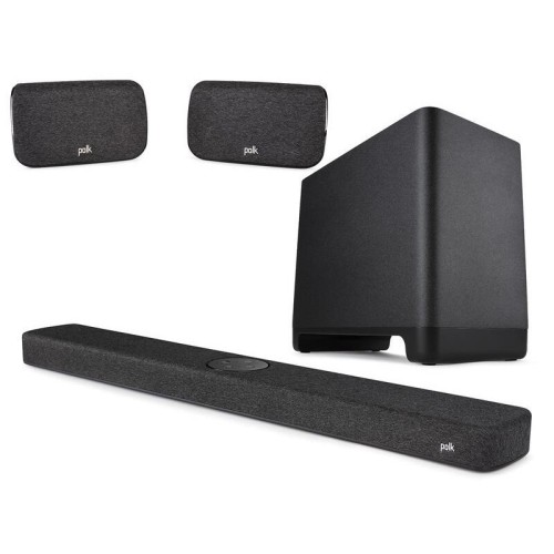 POLK AUDIO REACT BAR/SUB/SR2, NAMŲ KINO KOLONĖLIŲ KOMPLEKTAS 