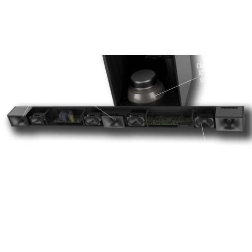 KLIPSCH CINEMA 600, SOUNDBARAS SU ŽEMŲ DAŽNIŲ GARSO KOLONĖLE GALIA: 600W, DAŽNIŲ JUOSTA: 28-20K HZ, DOLBY® DIGITAL DECODING FUNKCIJA. 