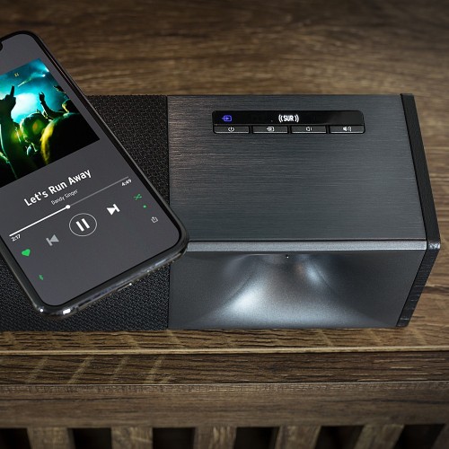 KLIPSCH CINEMA 600, SOUNDBARAS SU ŽEMŲ DAŽNIŲ GARSO KOLONĖLE GALIA: 600W, DAŽNIŲ JUOSTA: 28-20K HZ, DOLBY® DIGITAL DECODING FUNKCIJA. 
