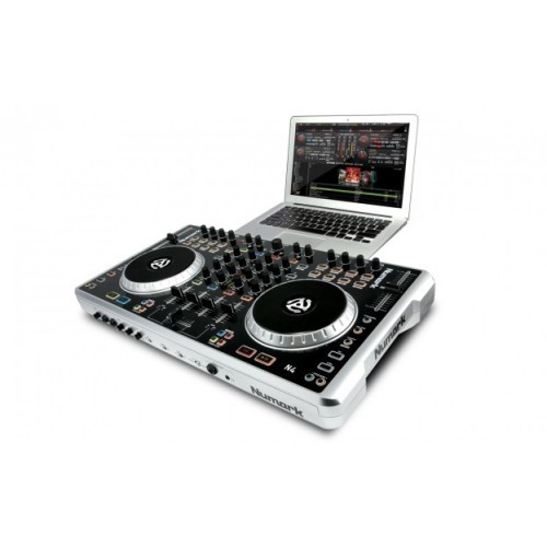 NUMARK N4 4-KANALŲ DJ KONTROLERIS SU MIKŠERIU DAŽNIŲ JUOSTA: 20 HZ - 20 KHZ (+/- 1.5 DB) XLR, RCA 
