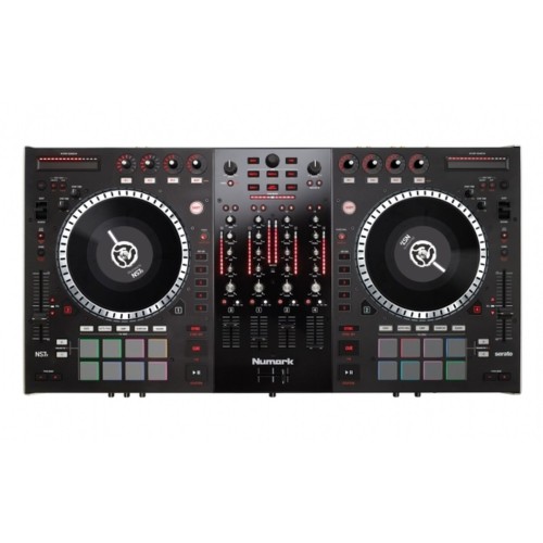 NUMARK NS7II 4- KANALŲ MOTORIZUOTAS DJ KONTROLERIS IR MIKŠERIS 16 MULTI-SPALVŲ PADAI, GALIMYBĖ SUJUNGTI SU CD GROTUVAIS BEI MP3 GROTUVAIS, STRIP SEARCH™ STANDARTAS, SERATO DJ PROGRAMINĖ ĮRANGA 