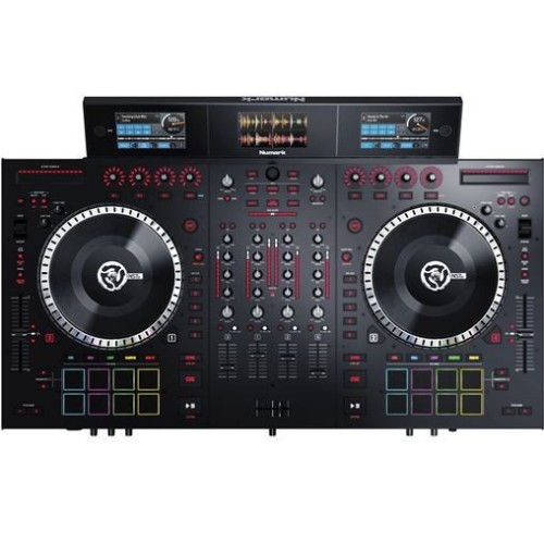NUMARK NS7III 4-KANALŲ PROFESIONALUS DJ KONTROLERIS 16 ITIN JAUTRIŲ AKAI PROFESSIONAL MPC PADŲ, 24-BIT USB 2.0 AUDIOINTERFEISAS, SERATO DJ PROGRAMINIS SUDERINAMUMAS 
