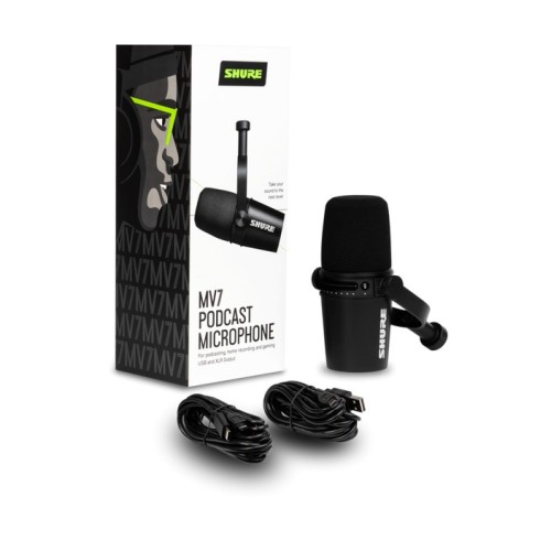 SHURE MV7 PODKASINIS MIKROFONAS DAŽNIŲ JUOSTA: 50 HZ- 16,000 HZ, JAUTRUMAS: 132 DB, VARŽA: 314 OMŲ 