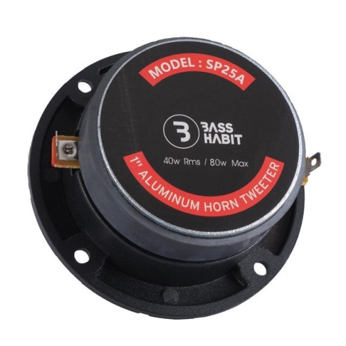 BASS HABIT SPL PLAY SP25A, AUTOMOBILINIS AUKŠTŲ DAŽNIŲ GARSIAKALBIS REKOMEND. STIPRINTUVO GALIA: 40 W, JAUTRUMAS: 100 DB, MONTAVIMO GYLIS: 35,3 MM 