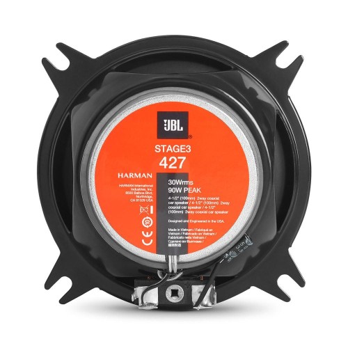 JBL STAGE3 427, KOAKSIALINIAI AUTOMOBILINIAI GARSIAKALBIAI GALIA: 75W, DAŽNIŲ JUOSTA: 48-21,000 HZ, JAUTRUMAS: 93 DB 