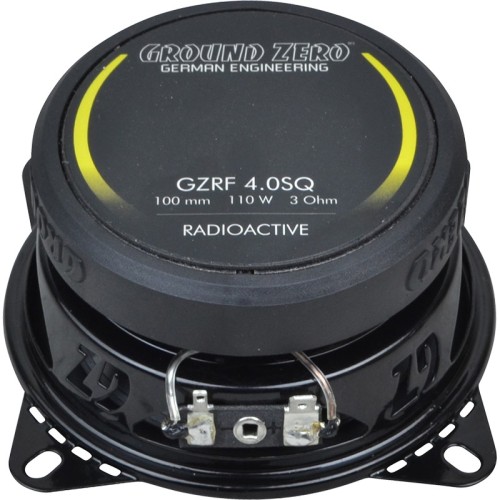 GROUND ZERO GZRF 4.0SQ KOAKSIALINĖ AUTOMOBILINĖ GARSIAKALBIO SISTEMA GALIA: 110W (3 OMAI), DAŽNIŲ JUOSTA: 70 HZ – 24 KHZ, NAŠUMAS: 90 DB 