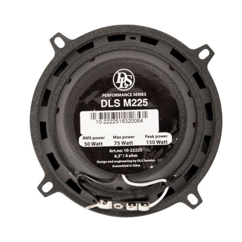 DLS M225 13CM KOAKSIALINIAI GARSIAKALBIAI AUTOMOBILIUI, GALIA: 50 W / RMS, DAŽNIŲ JUOSTA: 75 – 18 000 HZ, JAUTRUMAS: 85 DB (1W/1M) 