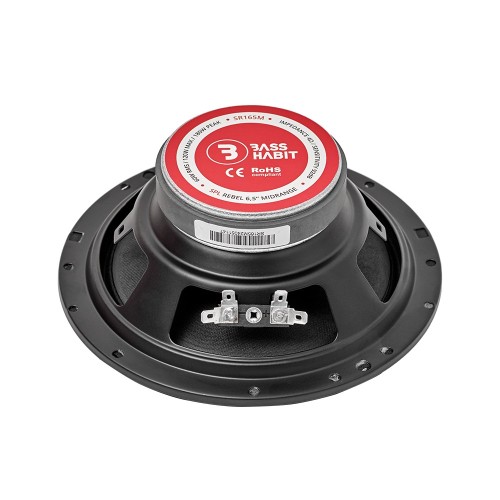 BASS HABIT REBEL SR165M, 16,5CM VIDUTINIŲ DAŽNIŲ GARSIAKALBIAI AUTOMOBILIUI, GALIA: 60 W, JAUTRUMAS: 92 DB, DAŽNIO ATSAKAS: 100HZ – 10KHZ, MONTAVIMO GYLIS: 58.5 MM 