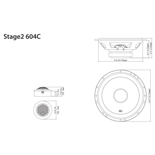 JBL STAGE2 604C, KOMPONENTINIŲ GARSIAKALBIŲ SISTEMA AUTOMOBILIUI GALIA: 45W, DAŽNIŲ JUOSTA: 55 HZ - 20 KHZ, JAUTRUMAS: 91 DB 