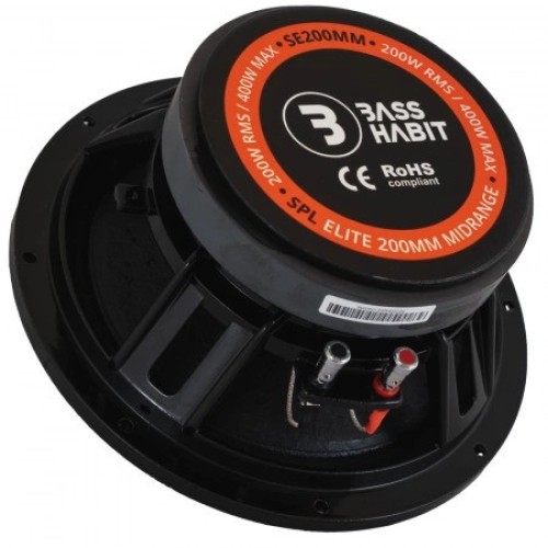 BASS HABIT SPL ELITE SE200M VIDUTINIŲ DAŽNIŲ GARSIAKALBIS GALIA: 200W, DAŽNIŲ JUOSTA: 90-8.000 HZ, VARŽA 4 OMAI 
