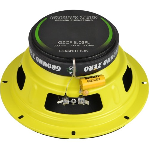 GROUND ZERO GZCF 8.0SPL AUTOMOBILINĖ KOAKSIALINIO GARSIAKALBIO SISTEMA GALIA: 300 W (PRIE 4 OMŲ), DAŽNIŲ JUOSTA: 40 HZ – 20 KHZ, PLIENINIS KORPUSAS. 