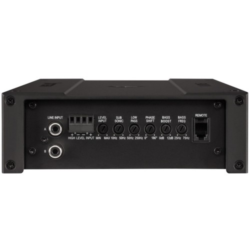 HELIX M ONE GARSO STIPRINTUVAS AUTOMOBILIUI MONOBLOKAS SKIRTAS ŽEMO DAŽNIO GARSIAKALBIUI D-KLASĖ RCA NUOTOLINIS VALDYMAS ADEP START/STOP FUNKCIJA  RMS GALIA 1 X 600 / 1,200W  