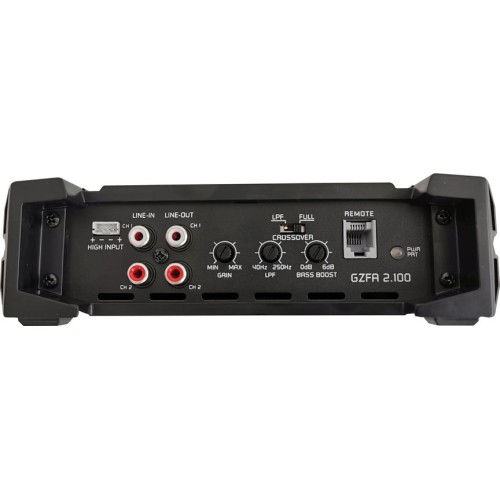 GROUND ZERO GZFA 2.100, AUTOMOBILINIS GARSO STIPRINTUVAS GALIA (RMS) @ 2 Ω: 2X 85 W (1% THD+N), DAŽNIŲ DIAPAZONAS: 15 HZ - 22 KHZ. 