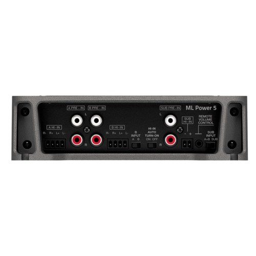 HERTZ ML POWER 5 AUTOMOBILINIS GARSO STIPRINTUVAS GALIA 3 X 200 W X 2 (4Ω) + 550 W X 1 (2Ω) THD 0.08 % S/N DAŽNIS 100 DB A & B CH - 106 DB C CH 