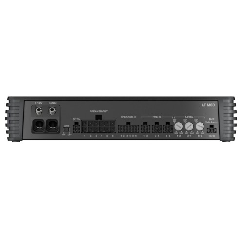 AUDISON AF M6D, AUTOMOBILINIS GARSO STIPRINTUVAS GALIA: 6 X 220 W @ 2Ω, HI-RES IŠPLĖSTA GARSO JUOSTA IKI 40 KHZ, D-KLASĖS STIPRINTUVAS 