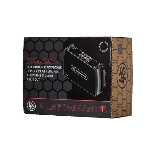DLS PERFORMANCE PA4.6DA 4 - IŲ KANALŲ AUTOMOBILINIS GARSO STIPRINTUVAS SU DSP, GALIA: 4X50W / RMS (2 OHM), DAŽNIŲ JUOSTA: 20 – 20 000 HZ 