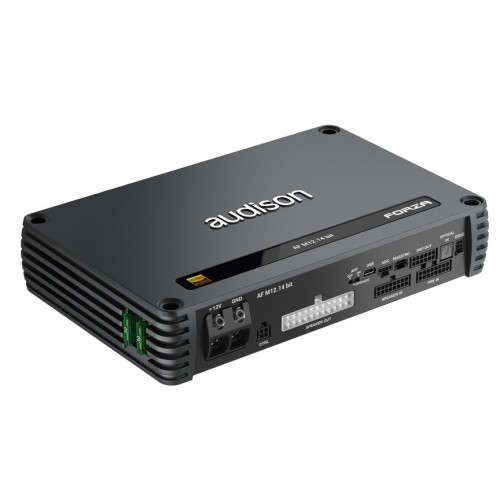 AUDISON AF M12.14 BIT, AUTOMOBILINIS GARSO STIPRINTUVAS GALIA: 12 X  90W @ 2Ω, IŠKRAIPYMAI - THD+N @ 1 KHZ, 4Ω, 70% RATED POWER: 0.03%, PRALAIDUMAS: 10 HZ ÷ 42 KHZ 