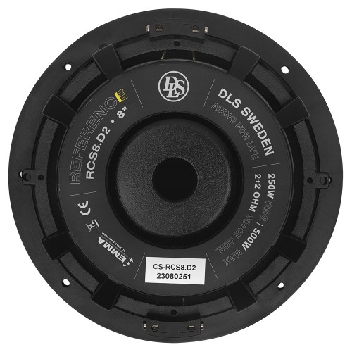 DLS RCS 8.D2 AUTOMOBILINIS ŽEMŲ DAŽNIŲ GARSIAKALBIS GALIA: 250 W/RMS, VARŽA: 2+2 OHM, DAŽNIŲ JUOSTA: 30 – 500 HZ, JAUTRUMAS: 83 DB 