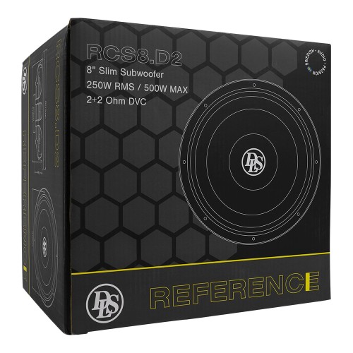 DLS RCS 8.D2 AUTOMOBILINIS ŽEMŲ DAŽNIŲ GARSIAKALBIS GALIA: 250 W/RMS, VARŽA: 2+2 OHM, DAŽNIŲ JUOSTA: 30 – 500 HZ, JAUTRUMAS: 83 DB 
