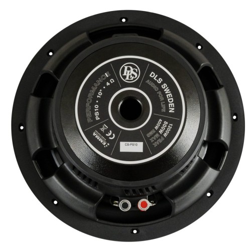 DLS PS10 AUTOMOBILINIS ŽEMŲ DAŽNIŲ GARSIAKALBIS GALIA: 400 W/RMS, VARŽA: 4 OHM, DAŽNIŲ JUOSTA: 25 – 500 HZ, JAUTRUMAS: 84 DB 