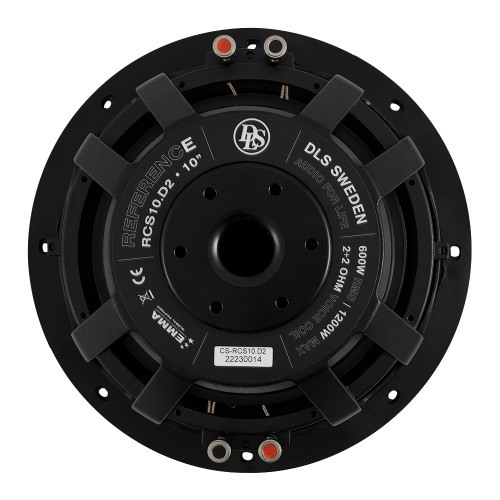 DLS RCS 10.D2 AUTOMOBILINIS ŽEMŲ DAŽNIŲ GARSIAKALBIS GALIA: 600 W/RMS, VARŽA: 2+2 OHM, DAŽNIŲ JUOSTA: 25 – 500 HZ, JAUTRUMAS: 85 DB 