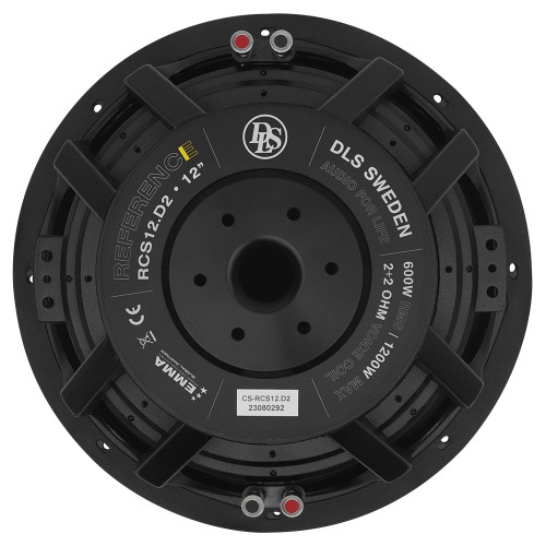 DLS RCS 12.D2 AUTOMOBILINIS ŽEMŲ DAŽNIŲ GARSIAKALBIS GALIA: 600 W/RMS, VARŽA: 2+2 OHM, DAŽNIŲ JUOSTA: 25 – 500 HZ, JAUTRUMAS: 87.5 DB 