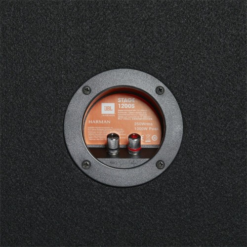 JBL STAGE 1200S, AUTOMOBILINĖ ŽEMŲ DAŽNIŲ KOLONĖLĖ GALIA: 250W, DAŽNIŲ JUOSTA: 34 - 200HZ, JAUTRUMAS: 91DB 