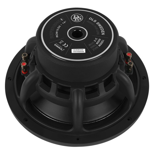 DLS RCW 12.D2 AUTOMOBILINIS ŽEMŲ DAŽNIŲ GARSIAKALBIS GALIA: 600 W/RMS, VARŽA: 2+2 OHM, DAŽNIŲ JUOSTA: 20– 500 HZ, JAUTRUMAS: 88 DB 