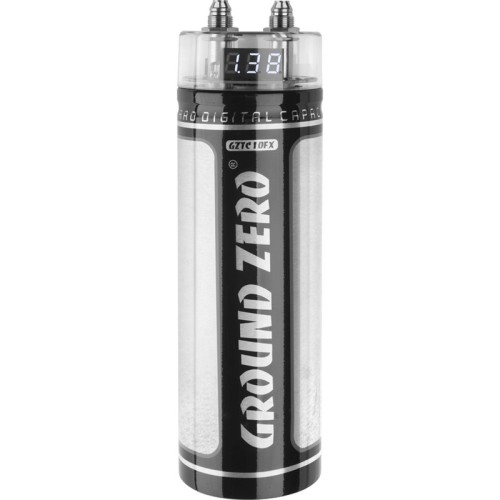 GROUND ZERO GZTC 1.0FX 1.0F KONDENSATORIUS SU LCD EKRANU IR MONTAVIMO KOMPLEKTU 