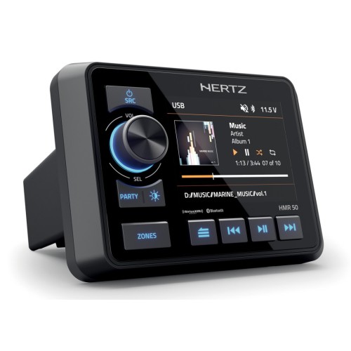HERTZ HMR 50, SKAITMENINIS MEDIA IMTUVAS, BLUETOOTH, AUX, IP66 ATSPARUMO APLINKOS VEIKSNIAMS STANDARTAS 