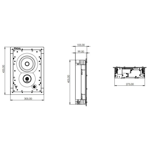 FOCAL 1000 IW 6, Į SIENĄ ĮMONTUOJAMA KOLONĖLĖ (MONTAVIMO GYLIS: 99 MM.