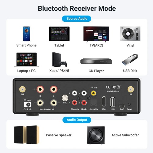 ARYLIC B50, BLUETOOTH STEREO STIPRINTUVAS SU AUDIO SIŲSTUVU, HDMI ARC ARYLIC B50, BLUETOOTH STEREO STIPRINTUVAS SU AUDIO SIŲSTUVU, HDMI ARC