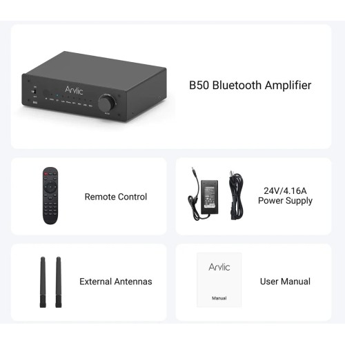 ARYLIC B50, BLUETOOTH STEREO STIPRINTUVAS SU AUDIO SIŲSTUVU, HDMI ARC ARYLIC B50, BLUETOOTH STEREO STIPRINTUVAS SU AUDIO SIŲSTUVU, HDMI ARC